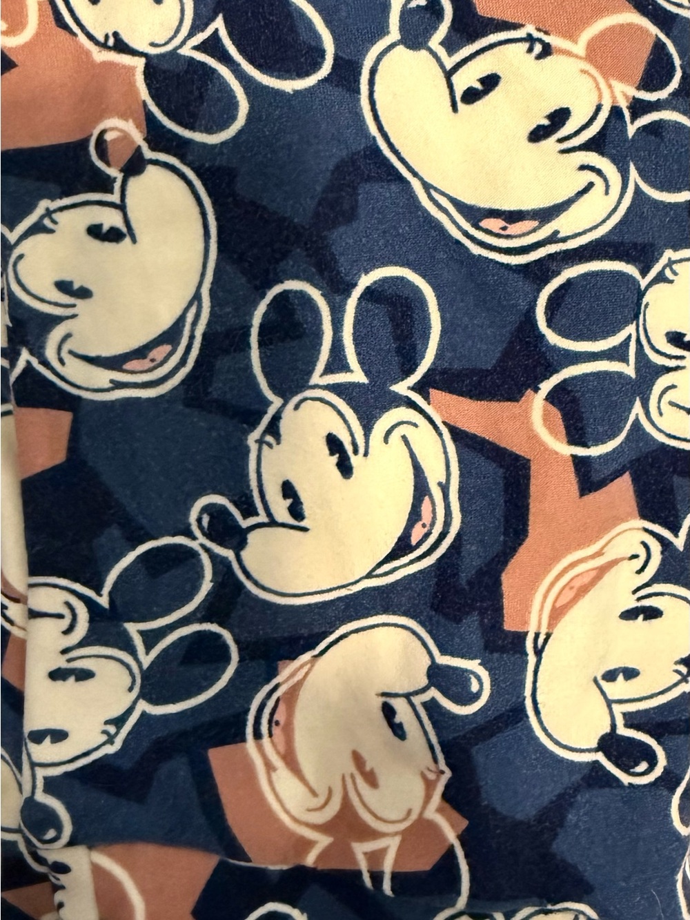 LuLaRoe Navy Blue and Cream Mickey Mouse Print Leggings